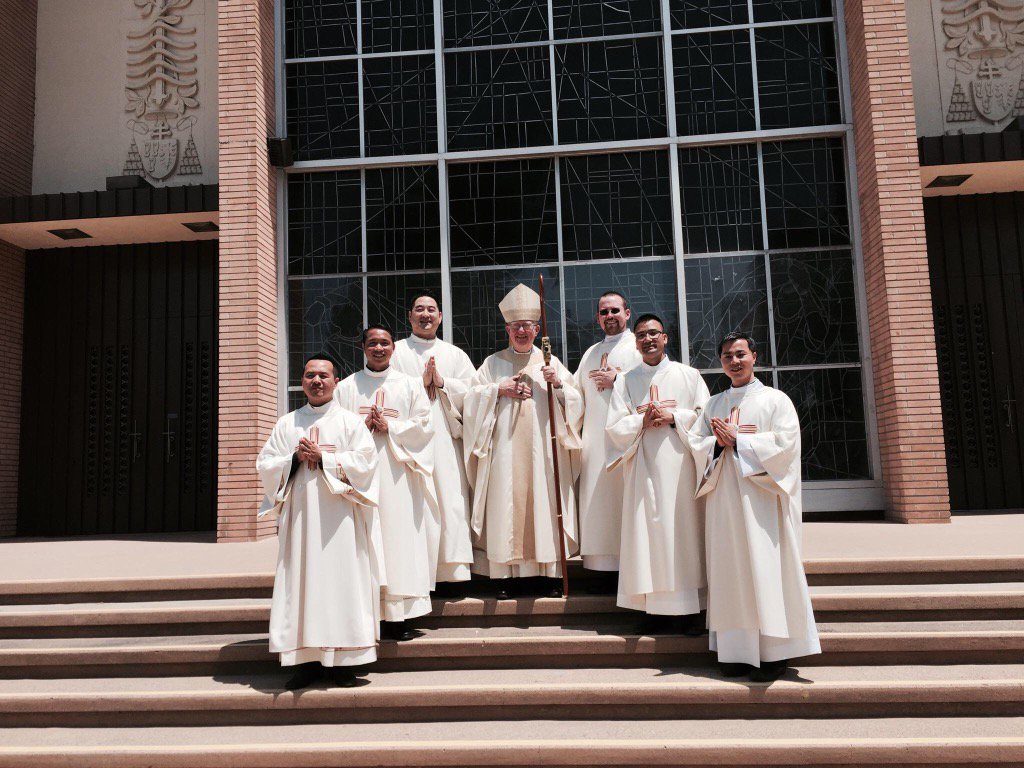 Bishop Kevin Vann and six new transition deacons 06-25-2016